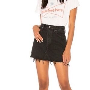 Agolde Quinn Black Denim Mini Skirt
